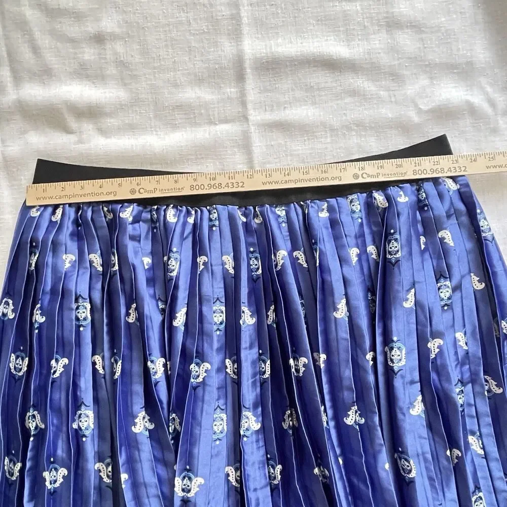 Lane‎ Bryant Women’s Size 28 Blue Paisley Pleated Midi Skirt Boho Casual Work